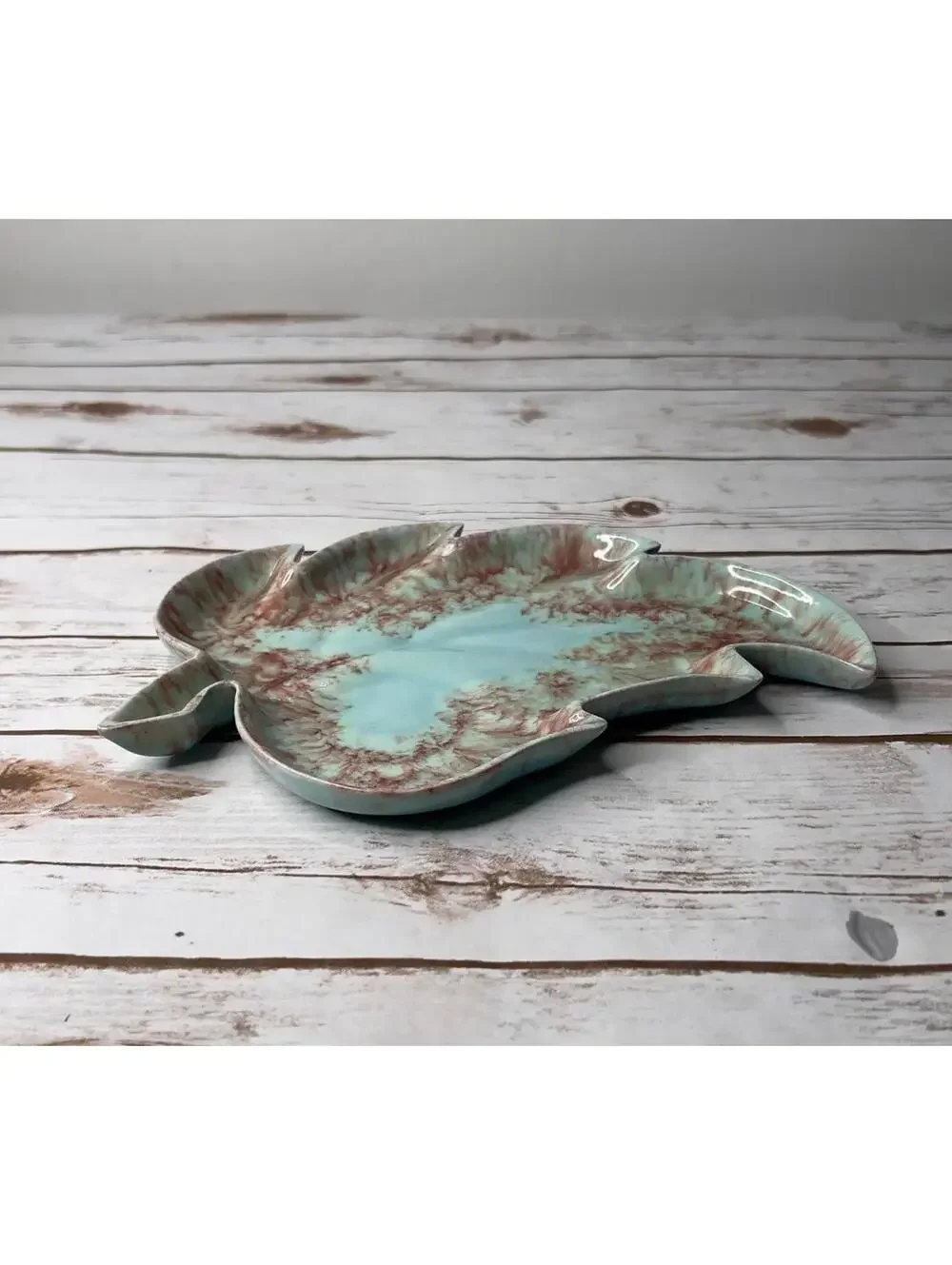 Cal-Ramics‎ by Cisse - Leaf Shaped - 1950's Vintage Drip Glaze